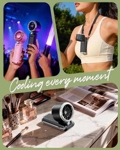 SWEETFULL Portable Handheld Turbo Fan - Portable Fans Rechargeable, 5000mAh, 180° Adjustable, 5 Speed Wind, Digital Display Electric Personal Hand Fan Quiet, Travel Essentials, Bea thumbnail 6