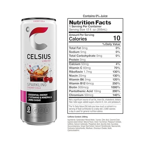 (S&S) CELSIUS Sparkling Cherry Cola, Sugar Free Energy Drink, 12 Fl Oz (Pack of 12) thumbnail 2