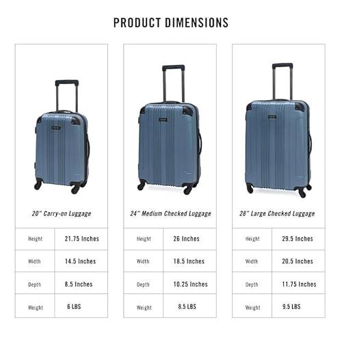 Kenneth Cole REACTION Out of Bounds Lightweight Hardshell 4-Wheel Spinner Luggage, Granite Blue, 3-Piece Set (20", 24", & 28") thumbnail 6