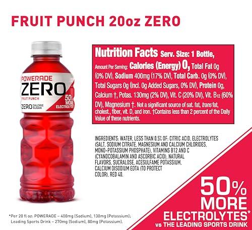 POWERADE ZERO Ponche de Frutas, 8 Botellas de 20 oz fl