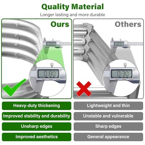 Eclaron Galvanized Raised Garden Bed for Outdoor: 4X2X1ft Durable Metal Vegetable Plant Container Kit - Oval Planter Box for Gardening Flower Trough thumbnail 4