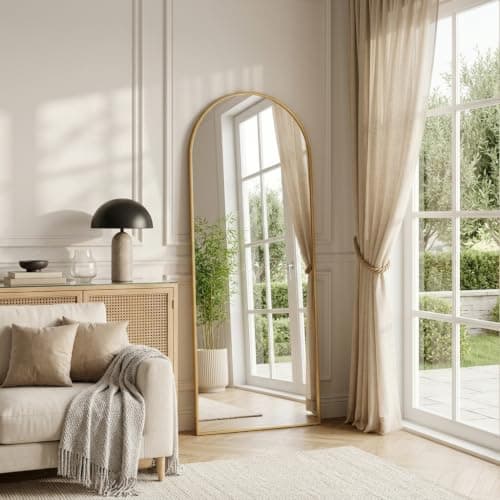 NBGV 57"x17" Floor Mirror Full Length, Arched Full Length Mirror with Stand, Full Body Mirrors for Bedroom Living Room or Cloakroom Black thumbnail 7
