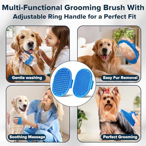 Augwind 6PCS Pet Grooming Kit for Dogs,Cats and Horses | Dog Washing Gloves | Dog Bath Brush | Dog Bath Gloves | Dog Shampoo Brush | Pet Grooming Gloves | Dog Bath Supplies (Navy B thumbnail 5