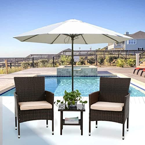 FDW 3-Piece Patio Furniture Set | Brown | Outdoor Wicker Furniture
