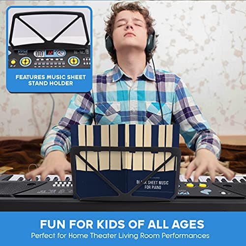 PYLE Electric Piano, Electric Keyboard Piano, Music Keyboard - 61 Keys, 16 Tones, 10 Rhythms, Stereo Speakers, Rechargeable Battery, Wired Microphone Included, Perfect for Kids and