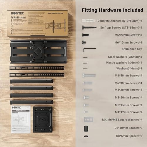 BONTEC Full Motion TV Wall Mount for 37-85 Inch TVs, Hold up to 132lbs, Heavy Duty Swivel Tilt TV Mount, Articulating Dual Arm Wall Mount TV Bracket, Max VESA 600x400mm, Fits 16" W thumbnail 11