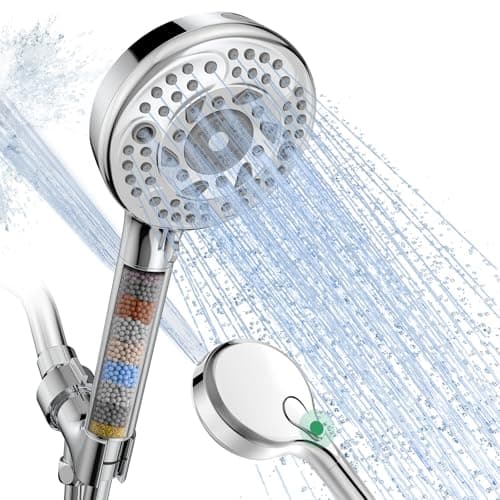 SunCleanse Filtered Shower Head with Handheld, 9-Spray Setting Detachable Showerhead with Filters, Shower Head for Hard Water - Filtered Chlorine, Improve Skin and Hair Texture, Ch