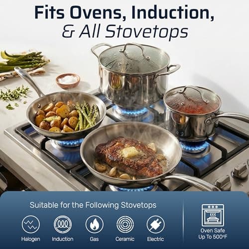Set de Cocina Gotham Steel de 10 Piezas en Acero Inoxidable Tri-Ply