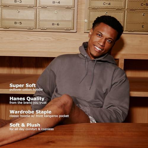 Hanes Men's Pullover EcoSmart Hooded Sweatshirt, Deep Red, Large thumbnail 6