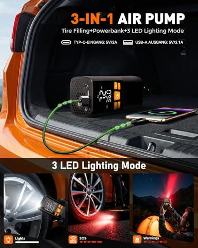 Miniatura de Inflador de Llantas Portátil NEVERLAND Inalámbrico y 12V con Autoapagado 8