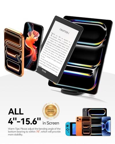 2 Pack Cell Phone Stand for Desk, iPad Stand [Height Adjustable & Upgraded Stable Base] Foldable & Non-Slip Silicone Pad Phone Holder, iPhone Stand for All Smartphones, iPad | Offi