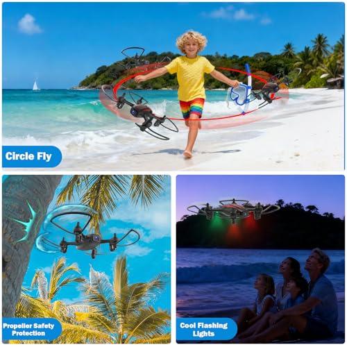 Drone with Camera 1080P HD, Remote Control Mini Drones for Kids and Adults, RC Quadcopter with One-Key Takeoff/Landing, Altitude Hold, 3D Flip, Gesture Selfie, 2 Batteries Drone 