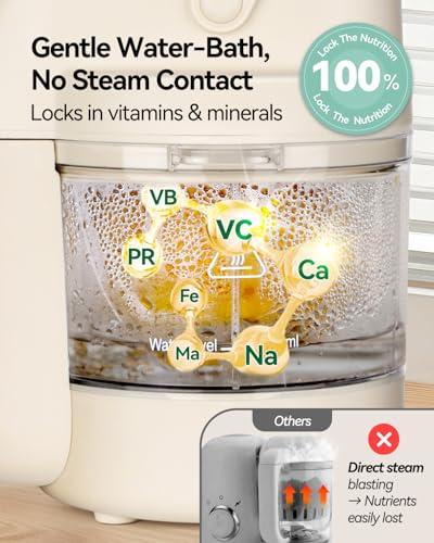 IAGREEA Glass Baby Food Maker, One Step Baby Food Processor Steamer Puree Blender Grinder Mills Machine, Auto Cooking & Grinding for Healthy Homemade Baby Food with 3 Age Stages, B