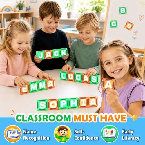 Bloques Magnéticos Educativos de Letras para Niños
