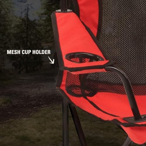 Coleman Broadband Mesh Quad Camping Chair with Carry Bag & Cup Holder, Cooling Mesh Back with Adjustable Arms, Great for Camping, Tailgating, Firepits, Patio, & More thumbnail 6