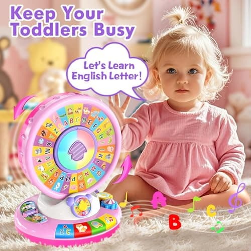 Toys for 1 2 3 Years Old Boys Girls, Musical Spin & Sing Alphabet Zoo with Lights & Sounds, Learning Educational Toys for Toddler 1-3, Christmas Birthday Gifts for Baby Kids Age 6-