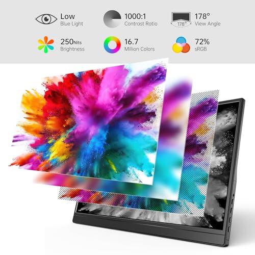 Yxk Portable Monitor 15.6 Inch 1080P USB-C HDMI Ultra-Slim Travel Monitor with Kickstand, for Laptop, PC, Mac Phone, PS, Xbox, Swich IPS Ultra-Thin Zero Frame Gaming