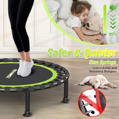 ZCMHAXJ Foldable Mini Trampoline, 36"/40"/48" Rebounder Trampoline for Adults, 440lbs Capacity Indoor Fitness Workout Exercise Equipment thumbnail 4
