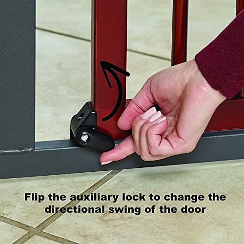 MidWest 39" Walk-Thru Dog Gate, Wooden Door | Steel Frame, Pressure Mounted, Expands 29.5"- 38" Wide, Auto-Close Door, Latch Closure, Includes Two 3" Extensions thumbnail 3