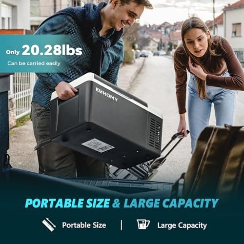 EUHOMY 12 Volt Refrigerator, 19QT(18L) Compressor Electric Cooler APP Control, Car Fridge -4℉~68℉, Portable Refrigerator 12/24V DC 110-240V AC, Portable Freezer for Camping, Boat,  thumbnail 6
