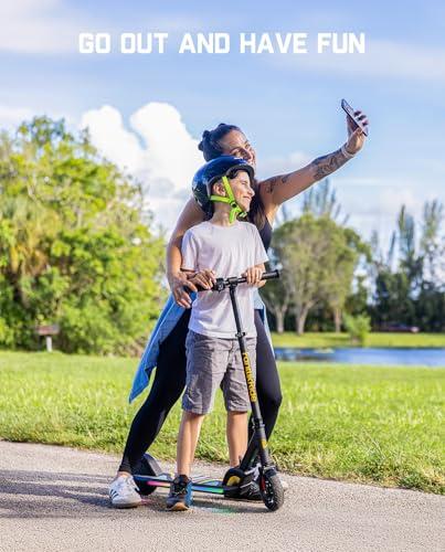 FanttikRide C9 Pro Kids Electric Scooter Ages 8-12, Colorful Rainbow Lights, E-Scooter for Kids 3.9-5.2 ft, 132 lbs, 5 Miles Range, Up to 40 min Ride Time, 5/8/10 MPH, 3 Adjustable