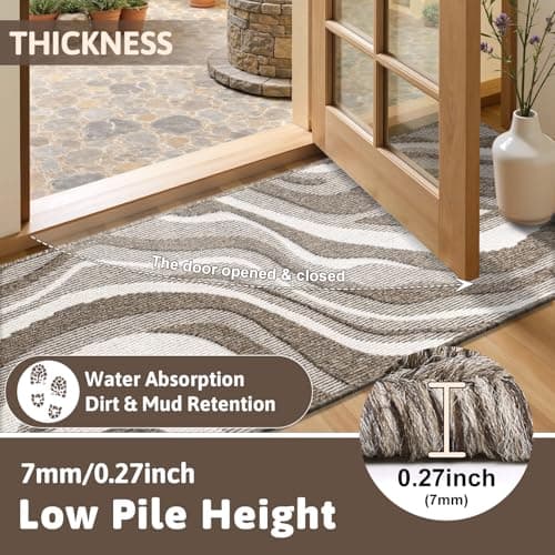 Yamaziot Washable Hallway Runner Rug 2x8 – Non Slip Modern Abstract High-Low Textured Kitchen Runner Rug, Boho Carpet Runner for Kitchen, Entryway, Bedroom, Laundry, Hallway, Beige thumbnail 6
