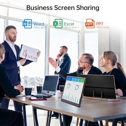 Yxk Portable Monitor 15.6 Inch 1080P USB-C HDMI Ultra-Slim Travel Monitor with Kickstand, for Laptop, PC, Mac Phone, PS, Xbox, Swich IPS Ultra-Thin Zero Frame Gaming