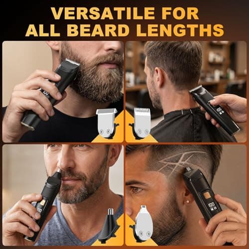 RICAF Beard Trimmer for Men,Fast Charge 4-in-1 Kit,18 Lengths,Gift for Men | Waterproof Mustache Grooming Kit, Rechargeable Beard Hair Nose Ear & Body Trimmer, Face Shaver, gift for men,husband & fath
