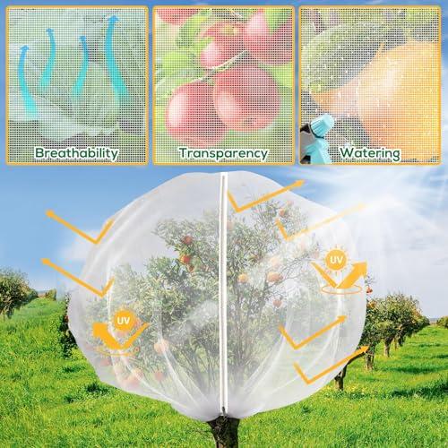 2PCS Large 7.8 x 7.8ft Fruit Tree Netting Cover with Zipper and Drawstring,Garden Insect Netting Plant Cover Transparent Bird Plant Barrier Flower Fruit Mesh Screen for Preventing  thumbnail 5