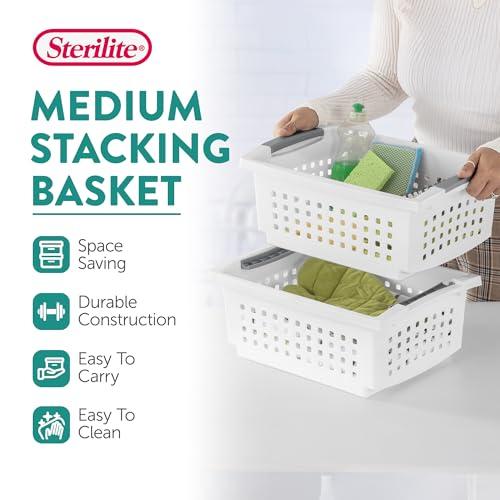 Sterilite: 10 Canastas Organizadoras Apilables Blancas para Cocina, Baño y Hogar