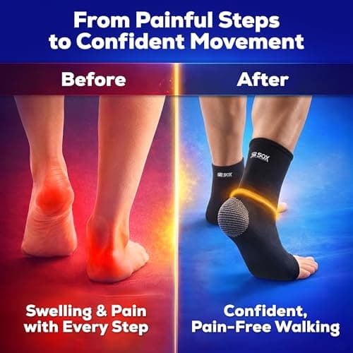 Tobillera de Compresión SB SOX (1 Par) – Soporte para Fascitis, Esguinces y Aquiles (Negro, Talla Mediana)