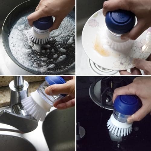 CELOX 2 Pack Dish Brush with Soap Dispenser Soap Dispensing Palm Brush for Cleaning Pots, Dishes thumbnail 7