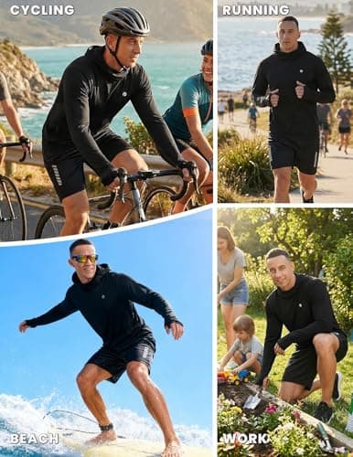 PINSPARK Men Sun Protection Hoodie UPF 50+ with Mask Long Sleeve Fishing UV Shirt Rash Guard Outdoor Sports Quick Dry Black thumbnail 6
