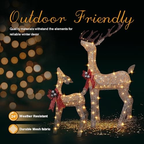 Set de 3 Renos Navideños Iluminados FUNNGO para Exterior con Luces LED