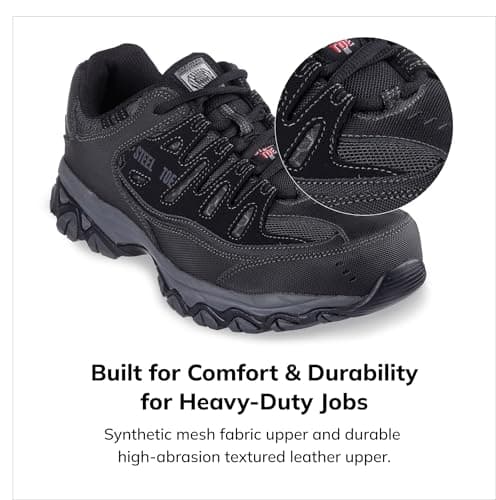 Miniatura de Skechers Cankton Hombre: Calzado de Seguridad con Punta de Acero, Protección EH y Memory Foam (Negro/Carbón) 5