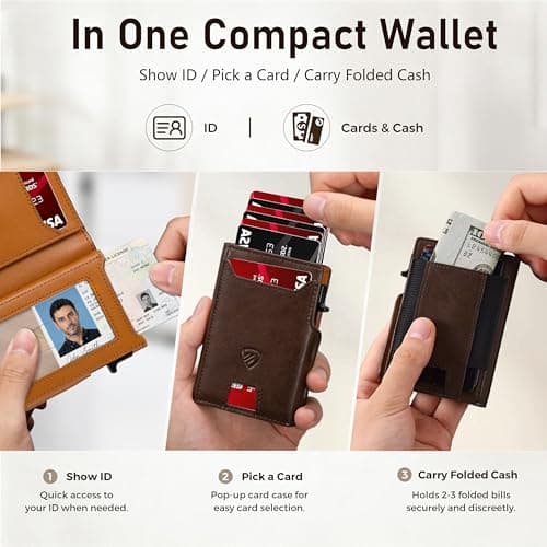 RUNBOX Wallet for Men 9-13 Cards RFID Blocking Slim Pop-Up Card Holder