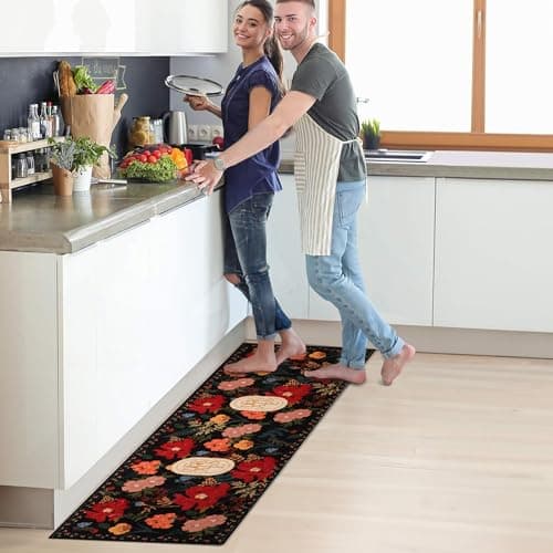 ROTTOGOON Hallway Runner Rug 2'x6' Washable Soft Floral Rug with Rubber Backing Stain Resistant Non-Slip Bohemian Runner Rugs for Hallway Entryway Laundry Room Kitchen Bathroom
