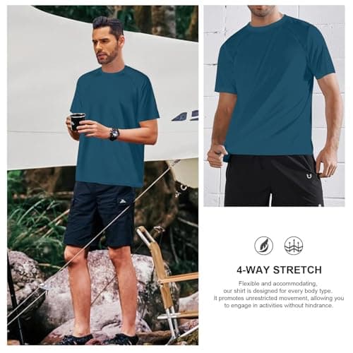 3rd hill Mens Swimming Shirts Short Sleeve UPF 50 Quick Dry Sun Protection Rash Guard Shirts for Fishing Running Dark Blue 3XL thumbnail 5