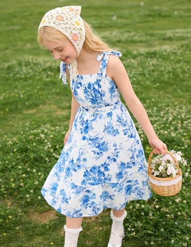 Miniatura de Vestido Floral de Chifón GRACE KARIN para Niñas, Sin Mangas, Veraniego y Versátil 9