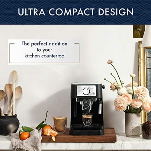 Miniatura de Cafetera Espresso Manual De'Longhi con Bomba de 15 Bares, Espumador y 2 Vasos Térmicos 3
