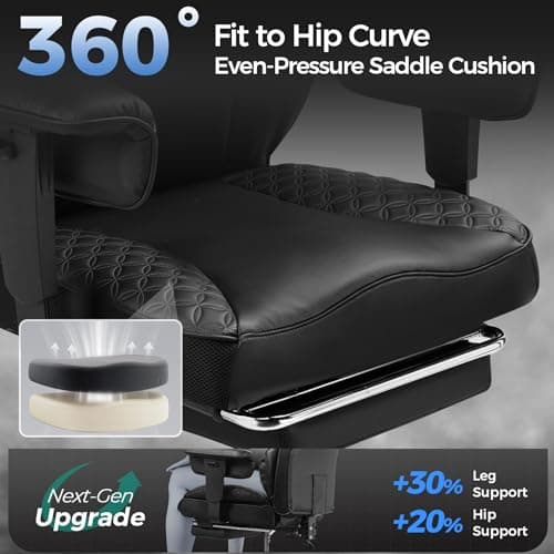GTPLAYER Big and Tall Gaming Chair 400lbs Heavy Duty Office Chair with Foot Rest & Ergonomic Pocket Spring Lumbar Support, High Back 3D Saddle Shaped Cushion for Back Pain Relief,  thumbnail 5