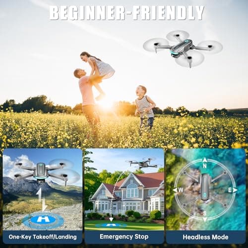 Drone with Camera for Adults and Beginners, 1080P HD FPV Foldable Mini Drones for Kids, 2 Batteries, Carrying Case, Trajectory Flight, Gravity Control, One-Key Takeoff/Landing, 360 thumbnail 3