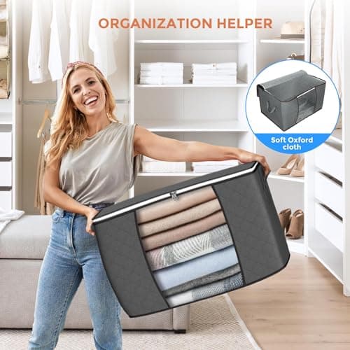 90L Large Storage Bags, 6 Pack Clothes Storage Bins Closet Organizers thumbnail 6