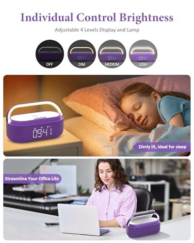 COLSUR Bluetooth Speaker Alarm Clock with Wireless Charger, FM Radio, Adjustable LED Night Light, 6 in 1 Bedroom Portable Speaker 2500mAh, Phone Stand for Bedside, Home, Office, Gi thumbnail 6