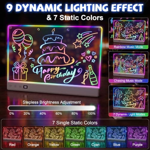 Miniatura de Pizarra LED Honesorn de 16'' para Niños con 16 Efectos de Luz Recargable 3