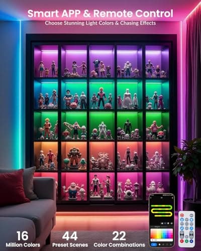 Miniatura de Pak LED Lights for Bedroom 16.4ft, Smart RGB+IC LED Strip Lights with App/Remote Control, Music Sync Color Changing Flexible LED Lights with 64 Scene Modes for Party, Home, Christm 7