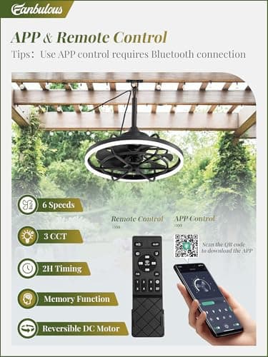 Miniatura de Ventilador de Techo Exterior Fanbulous 20" con Luz y Resistencia al Agua 2