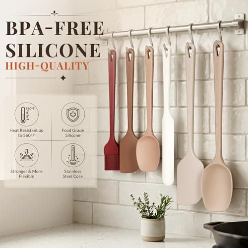 Astercook 6-Piece Silicone Spatula Set, 560°F Heat Resistant Rubber Spatulas with Stainless Steel Core, Nonstick Safe & Dishwasher Safe Baking Spatula Set for Cooking & Mixing, Mac thumbnail 4