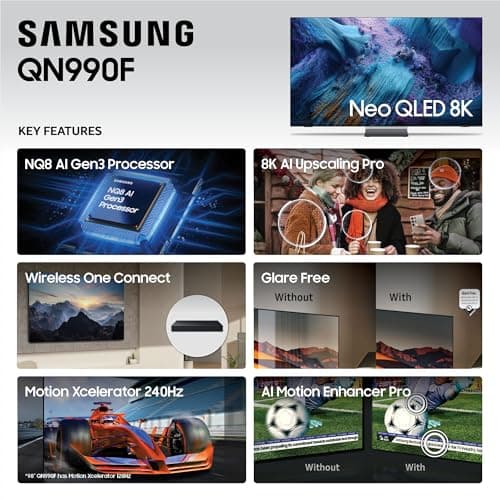 Samsung 65-Inch Class Neo QLED QN990F 8K Mini LED Smart TV (2025 Model) NQ8 AI Gen3 Processor, Upscaling Pro, Wireless One Connect, Glare Free, Samsung Vision AI, Alexa Built-in thumbnail 4