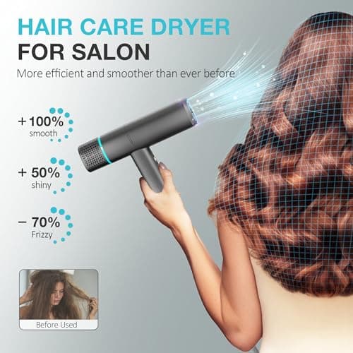 Hair Dryer with Diffuser Blow Dryer, 150000 RPM Professional High-Speed Ionic BlowDryer, Powerful 1600 Watt Motor for Fast Drying and Straight & Wavy Hair, Low Noise, Lightweight f thumbnail 6